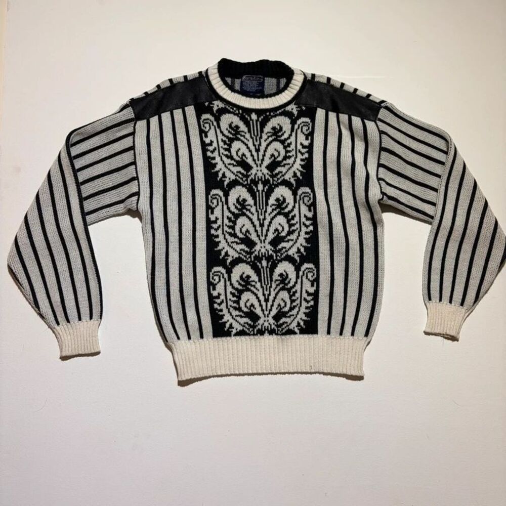 Vintage Barnaby Acrylic Black and White Knit Sweater